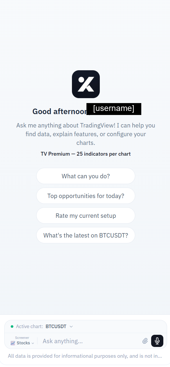 Remix welcome screen on TV Premium with the plan label and four suggested starter prompts