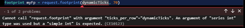 Pine editor showing type mismatch error